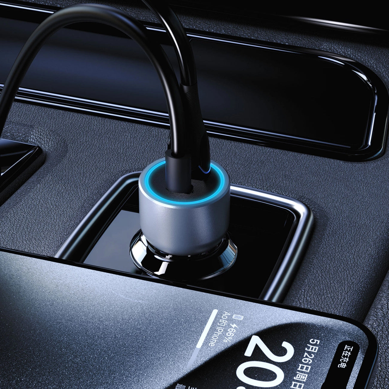 Autolaturi Dudao R4T, 30W, 3A, 1 x USB-A - 1 x USB-C, harmaa 
