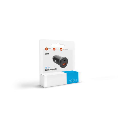 Auto Fixed -laturi, 20W, 3A, 1 x USB-A - 1 x USB-C, Musta