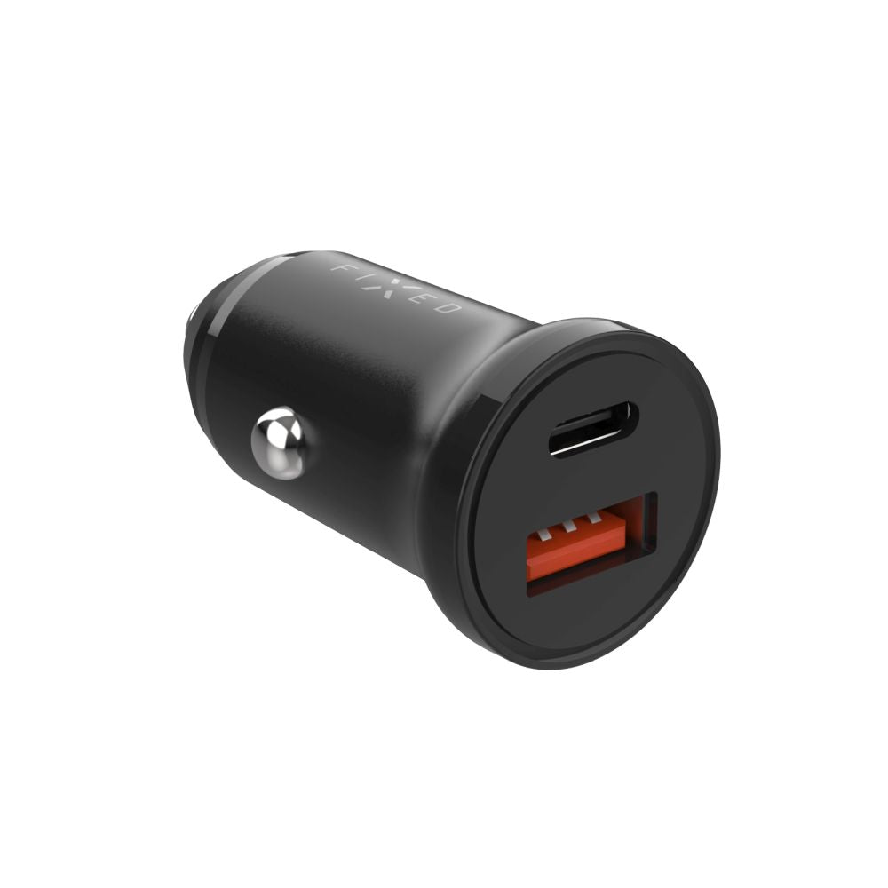 Auto Fixed -laturi, 20W, 3A, 1 x USB-A - 1 x USB-C, Musta