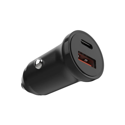 Auto Fixed -laturi, 20W, 3A, 1 x USB-A - 1 x USB-C, Musta