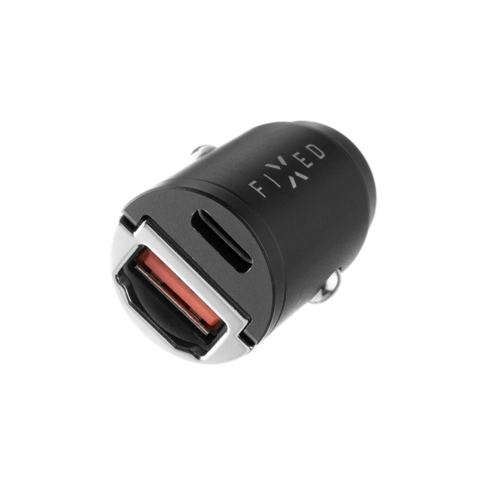 Auto Fixed -laturi, 30W, 3A, 1 x USB-A - 1 x USB-C, Musta