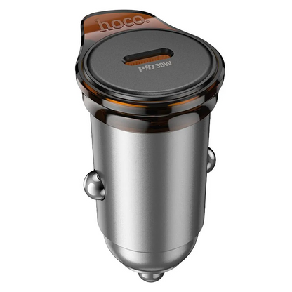 Autojen laturi HOCO NZ16, 30W, 3A, 1 x USB-C, Harmaa