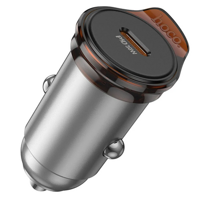 Autojen laturi HOCO NZ16, 30W, 3A, 1 x USB-C, Harmaa