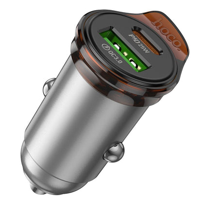 Autolaturi HOCO NZ16A, 43W, 3A, 1 x USB-A - 1 x USB-C, Harmaa