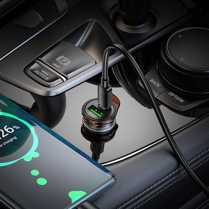 Autolaturi HOCO NZ16A, 43W, 3A, 1 x USB-A - 1 x USB-C, Harmaa