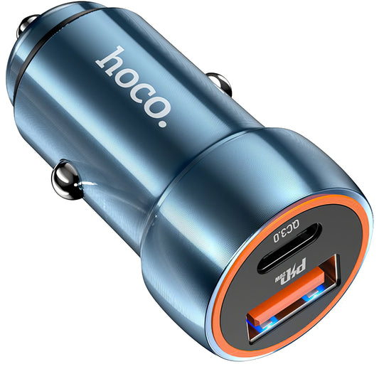 Autolaturi HOCO Z46A, 20W, 3A, 1 x USB-A - 1 x USB-C, Sininen