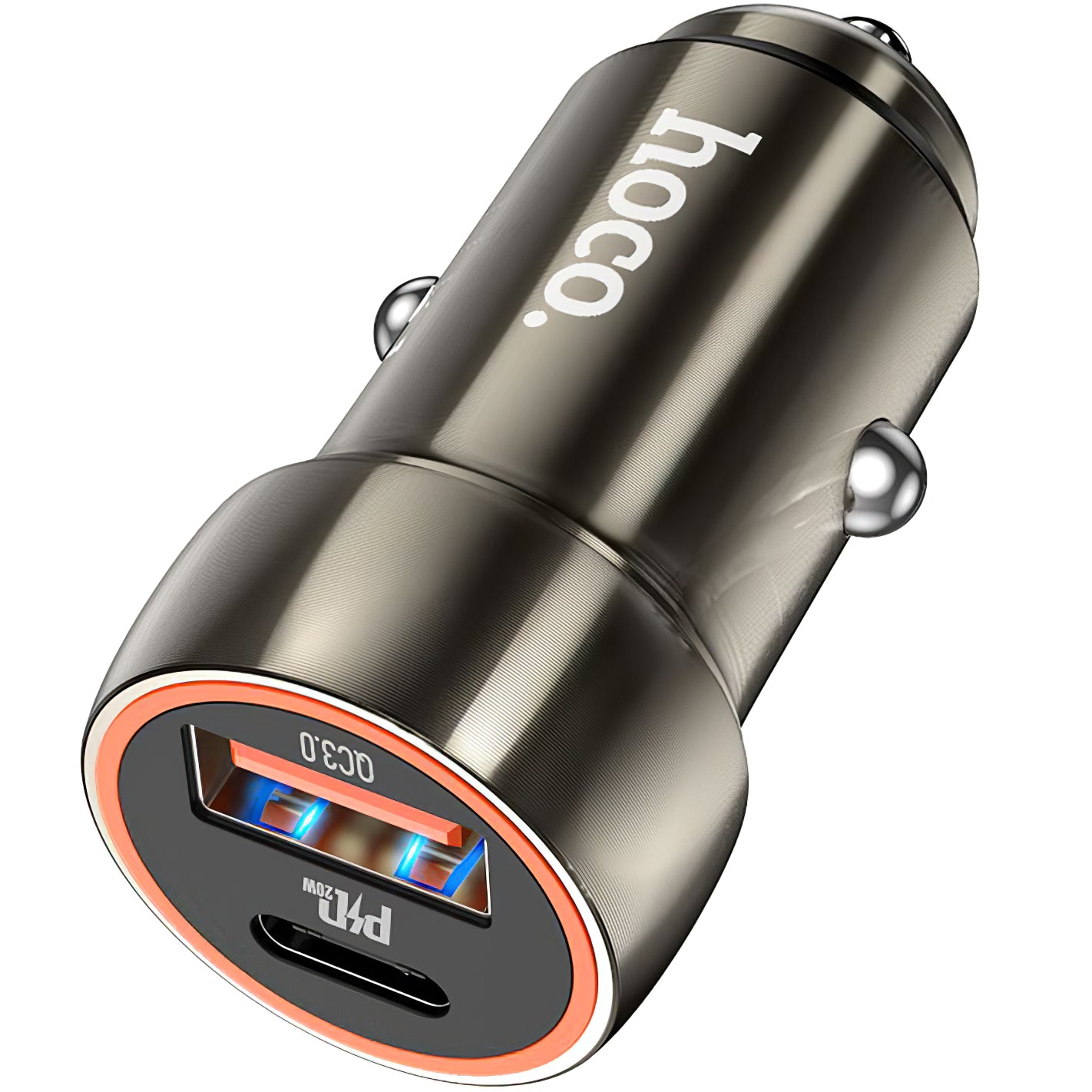 Autolaturi HOCO Z46A, 20W, 3A, 1 x USB-A - 1 x USB-C, harmaa 