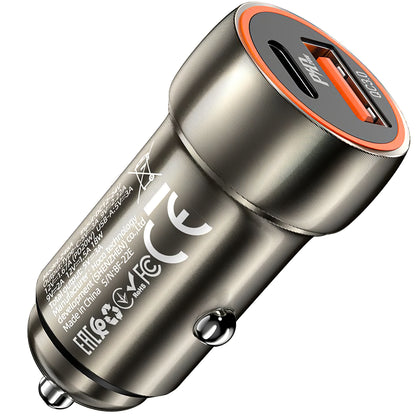 Autolaturi HOCO Z46A, 20W, 3A, 1 x USB-A - 1 x USB-C, harmaa 