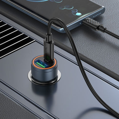 Autojen laturi HOCO Z57A, 30W, 3A, 1 x USB-A - 1 x USB-C, Harmaa