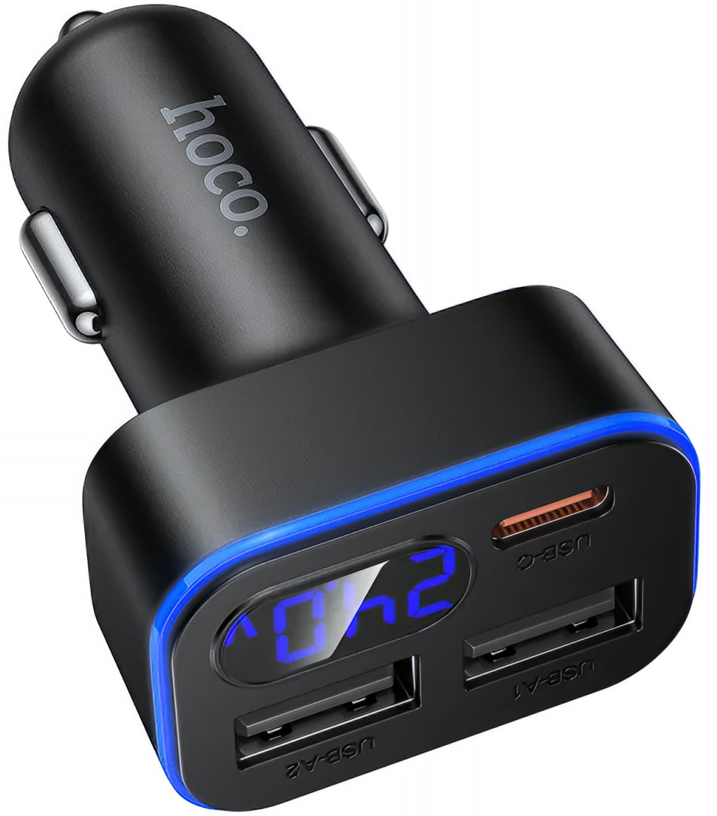 HOCO Z63A Display Autolaturi, 42W, 3A, 1 x USB-C - 2 x USB-A, Musta