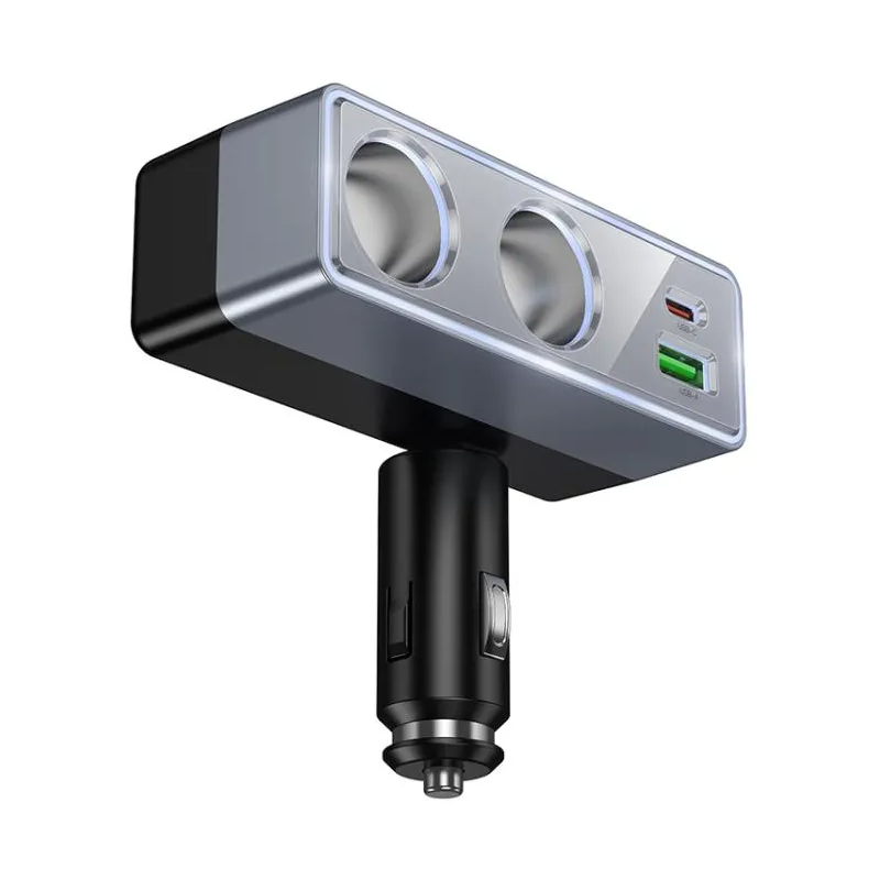 Autolaturi HOCO Z65B, 240W, 1 x USB-A - 1 x USB-C - 2 x Sytytinlaajennus, Musta