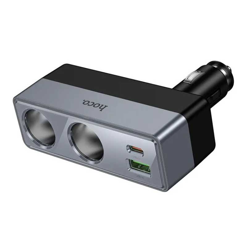 Autolaturi HOCO Z65B, 240W, 1 x USB-A - 1 x USB-C - 2 x Sytytinlaajennus, Musta
