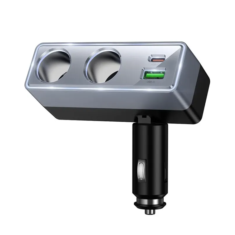 Autolaturi HOCO Z65B, 240W, 1 x USB-A - 1 x USB-C - 2 x Sytytinlaajennus, Musta