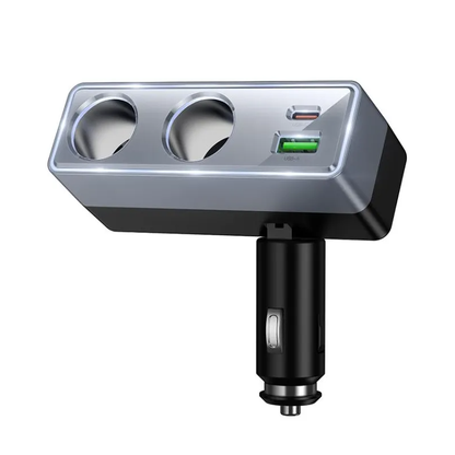 Autolaturi HOCO Z65B, 240W, 1 x USB-A - 1 x USB-C - 2 x Sytytinlaajennus, Musta