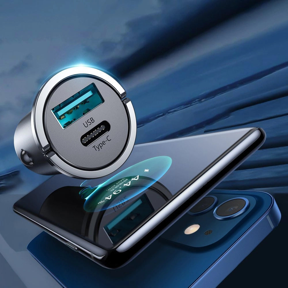 Autolaturi Joyroom C-A35, 45W, 5A, 1 x USB-A - 1 x USB-C, Harmaa