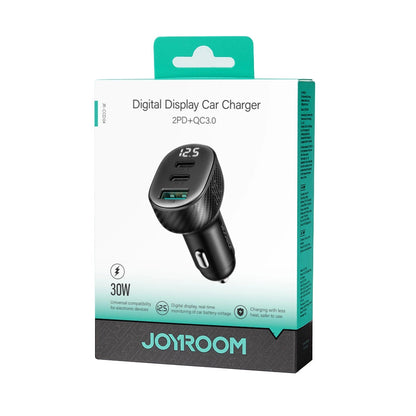 Autolaturi Joyroom JR-CCD04, 30W, 3A, 1 x USB-A - 2 x USB-C, Musta