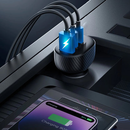 Autolaturi Joyroom JR-CCD04, 30W, 3A, 1 x USB-A - 2 x USB-C, Musta