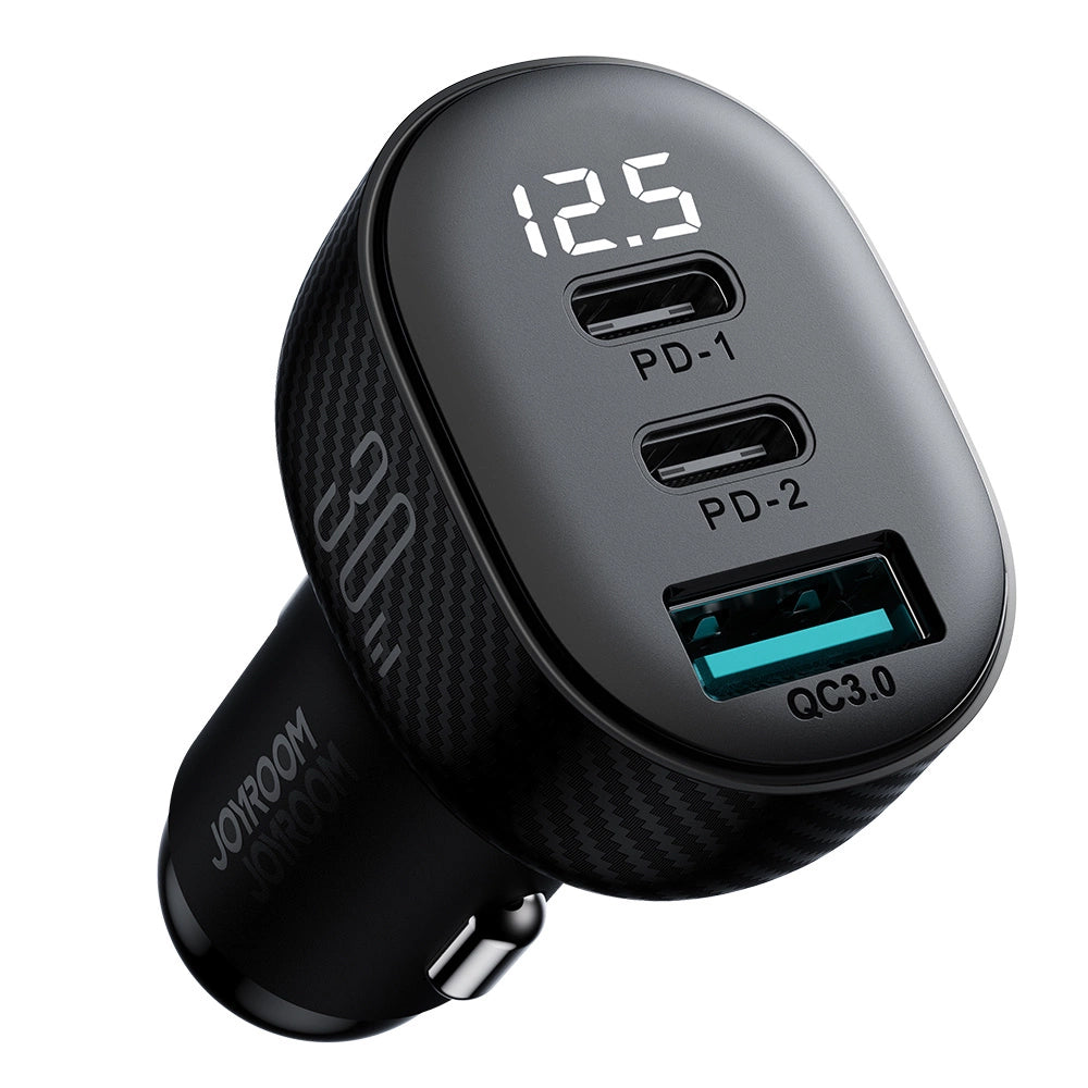 Autolaturi Joyroom JR-CCD04, 30W, 3A, 1 x USB-A - 2 x USB-C, Musta
