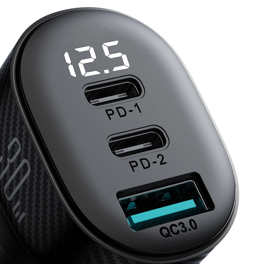 Autolaturi Joyroom JR-CCD04, 30W, 3A, 1 x USB-A - 2 x USB-C, Musta