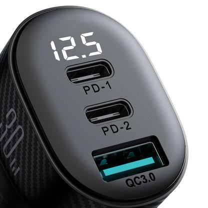 Autolaturi Joyroom JR-CCD04, 30W, 3A, 1 x USB-A - 2 x USB-C, Musta