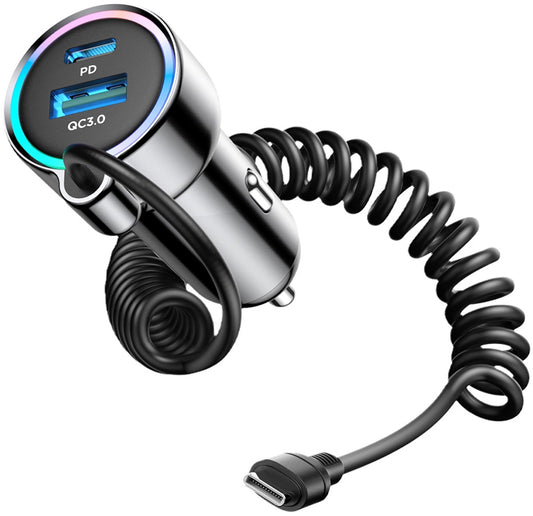 Autolaturi USB-C-kaapelilla Joyroom JR-CL07, 72W, 3A, 1 x USB-A - 1 x USB-C, Musta