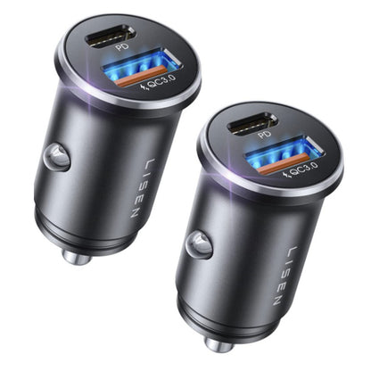 Lisen Auto Laturi, 51W, 3A, 1 x USB-A - 1 x USB-C, 2 kappaleen setti, Musta YL0223080037