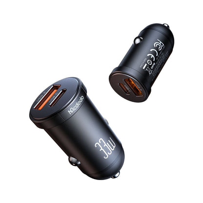 McDodo CC-2320 Cool Car Charger, 33W, 3A, 1 x USB-A - 1 x USB-C, Black