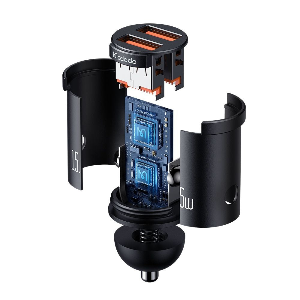 Autojen laturi McDodo CC-2950 Cool, 15.5W, 3.1A, 2 x USB-A, Musta