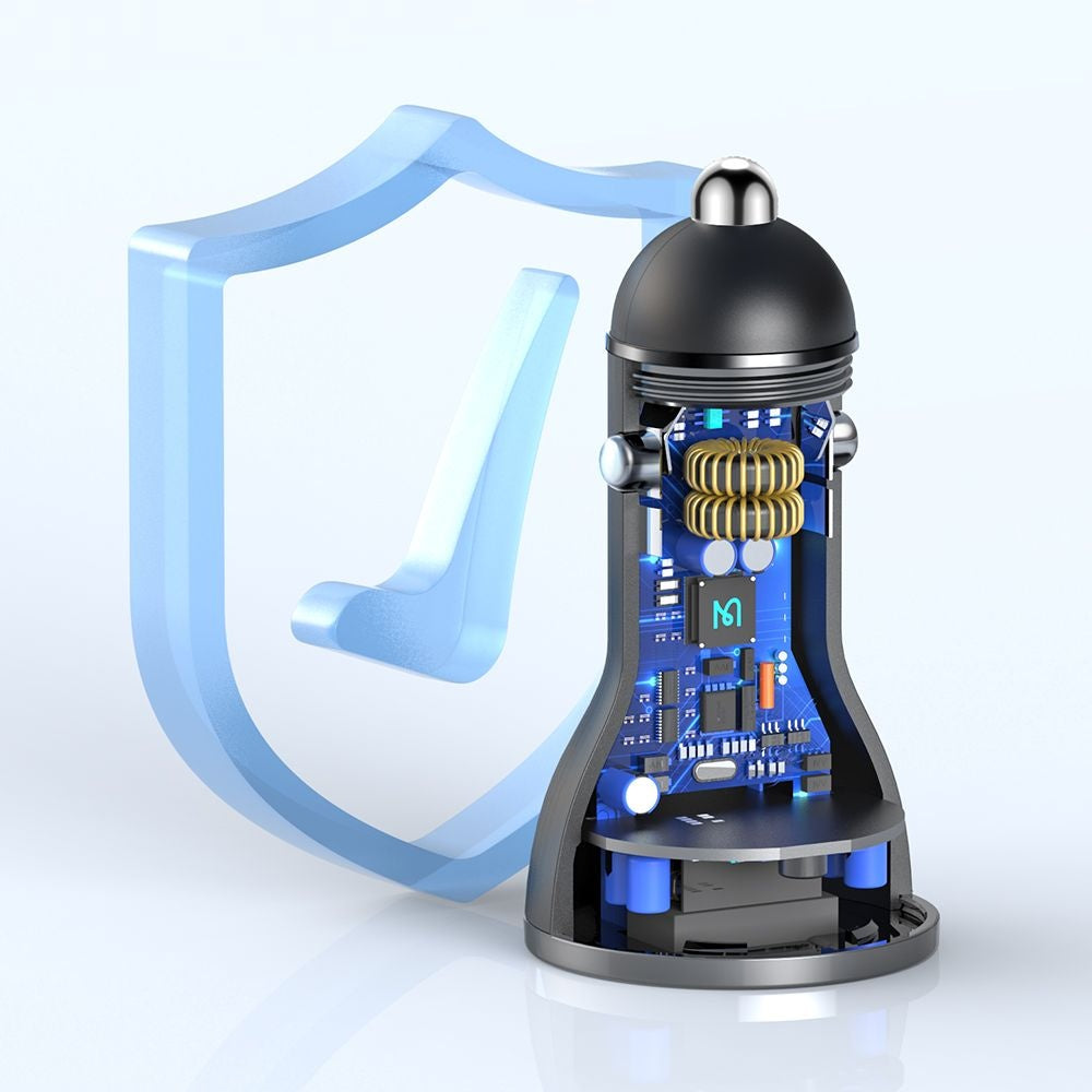 Autojen laturi McDodo CC-5670 Display, 95W, 5A, 1 x USB-A - 1 x USB-C, Musta