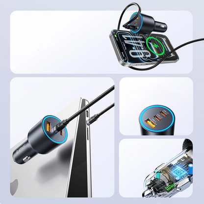 Orico HyperDrive autolaturi, 165W, 5A, 1 x USB-A - 2 x USB-C, Musta