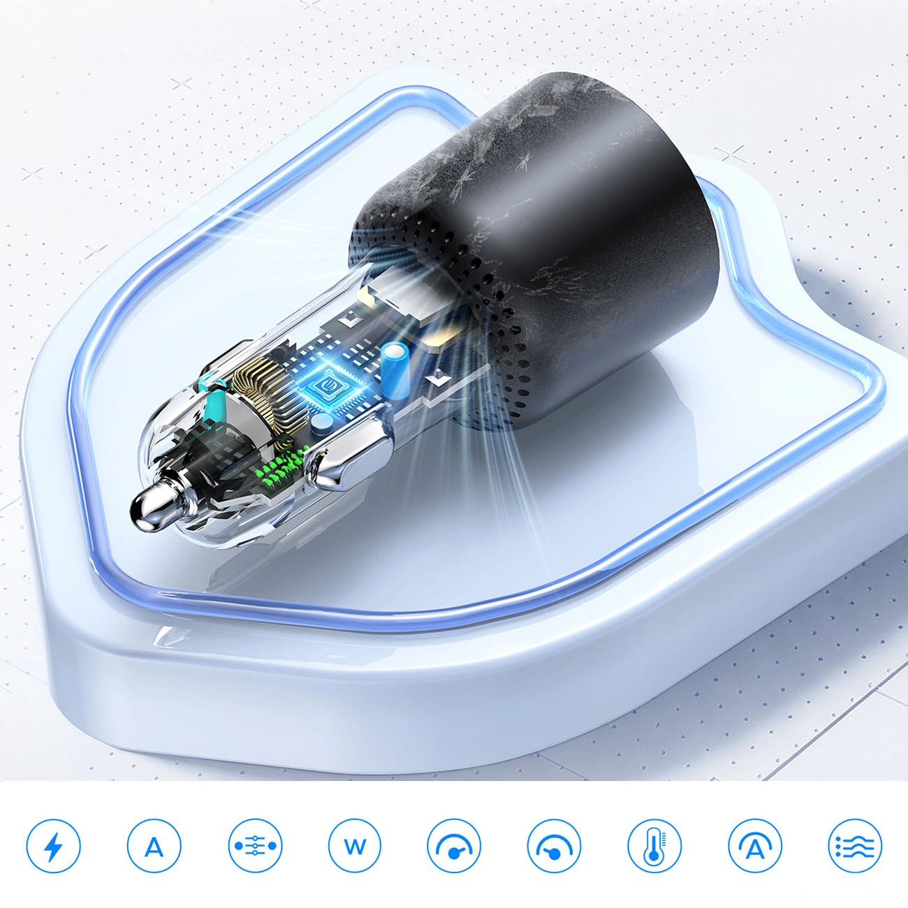 Orico HyperDrive autolaturi, 165W, 5A, 1 x USB-A - 2 x USB-C, Musta