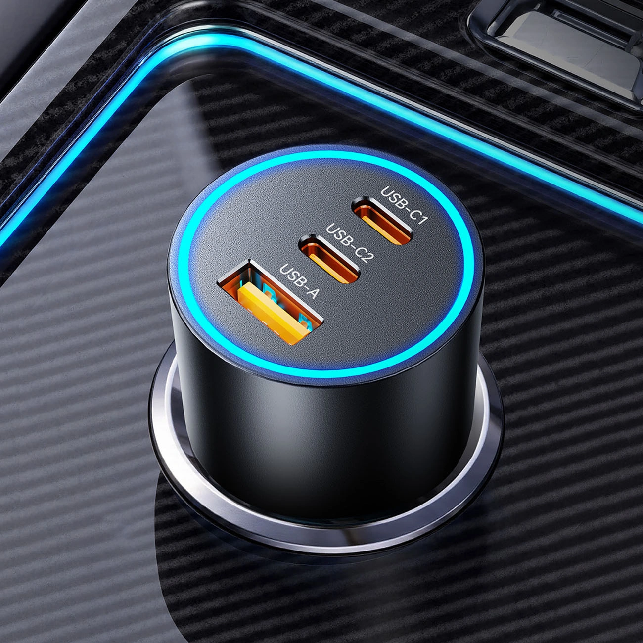 Orico HyperDrive autolaturi, 165W, 5A, 1 x USB-A - 2 x USB-C, Musta