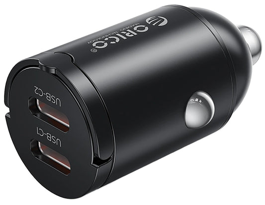 Orico MiniRing autolaturi, 30W, 3A, 2 x USB-C, musta