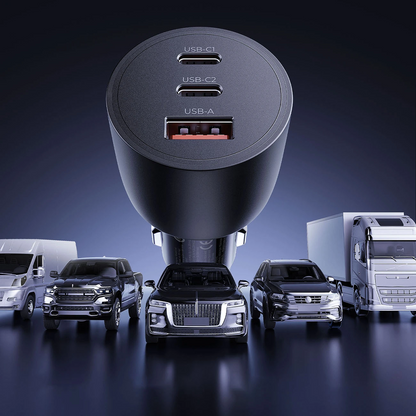 Orico PowerLink autolaturi, 165W, 5A, 1 x USB-A - 2 x USB-C, Musta