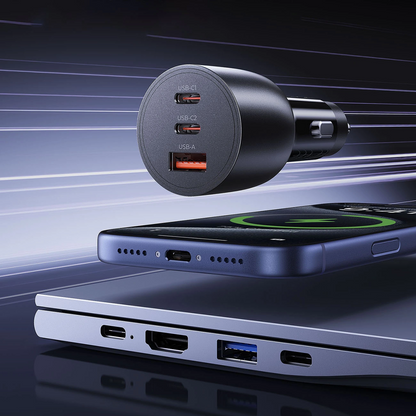 Orico PowerLink autolaturi, 165W, 5A, 1 x USB-A - 2 x USB-C, Musta