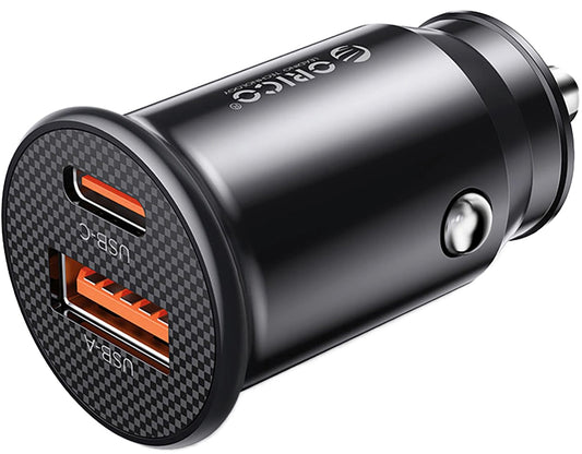 Orico PowerMini autolaturi, 30W, 3A, 1 x USB-A - 1 x USB-C, musta