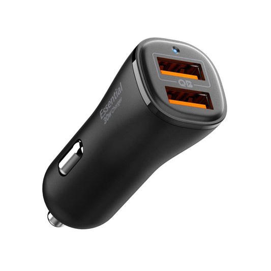 Spigen EV302 Essential -autolaturi, 30W, 3A, 2 x USB-A, Musta