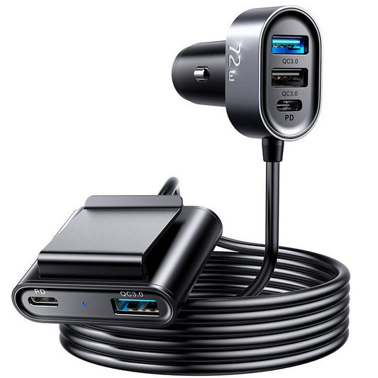 Autojen laturi Joyroom JR-CL05, 72W, 3A, 2 x USB-C - 3 x USB-A, Musta