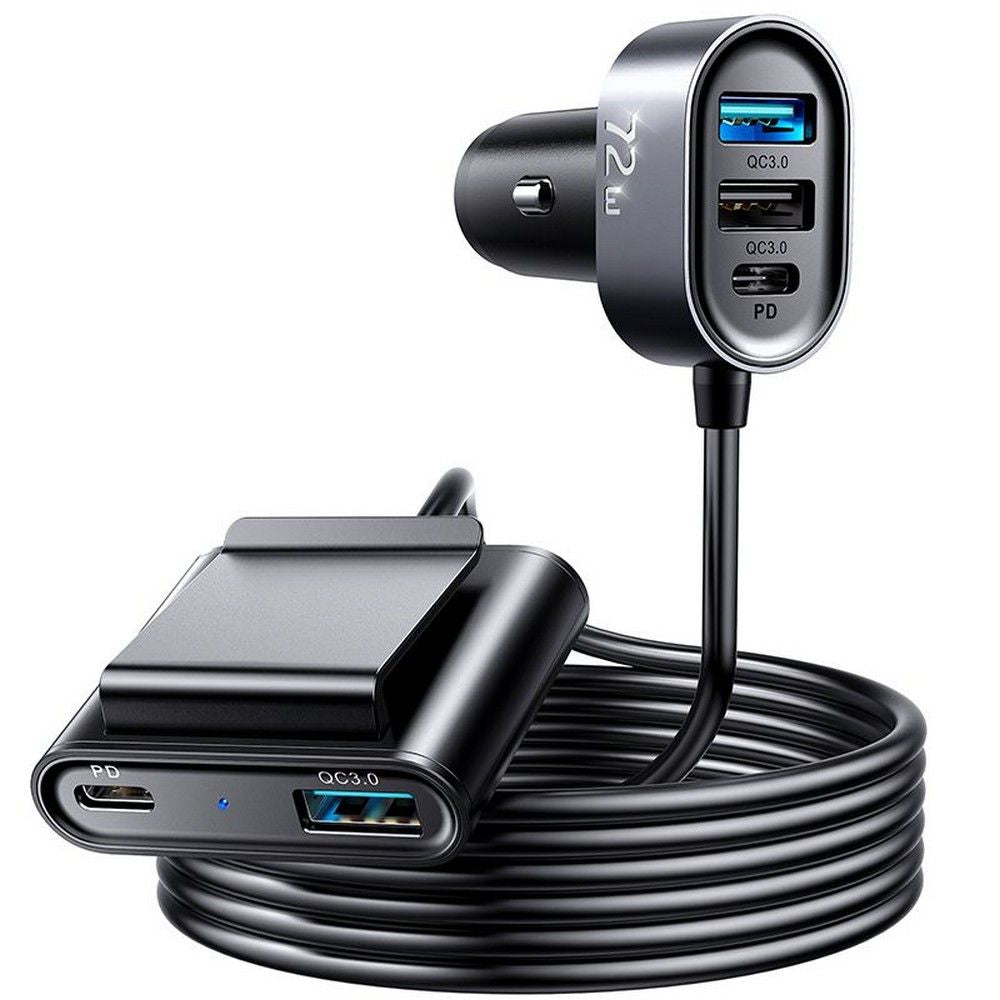 Autojen laturi Joyroom JR-CL05, 72W, 3A, 2 x USB-C - 3 x USB-A, Musta