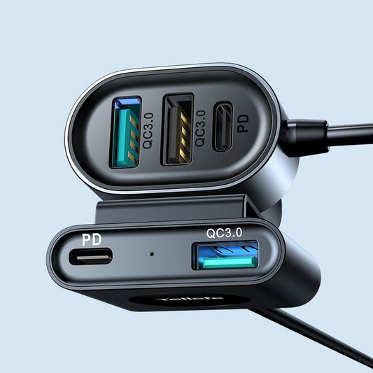 Autojen laturi Joyroom JR-CL05, 72W, 3A, 2 x USB-C - 3 x USB-A, Musta