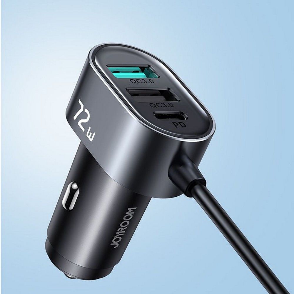 Autojen laturi Joyroom JR-CL05, 72W, 3A, 2 x USB-C - 3 x USB-A, Musta