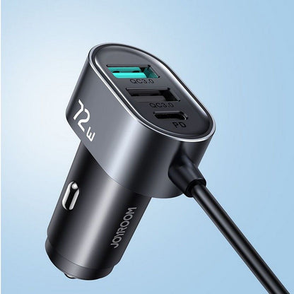Autojen laturi Joyroom JR-CL05, 72W, 3A, 2 x USB-C - 3 x USB-A, Musta