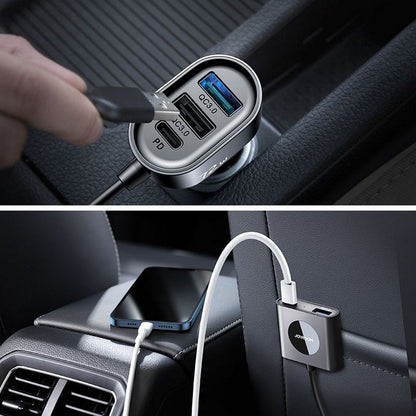 Autojen laturi Joyroom JR-CL05, 72W, 3A, 2 x USB-C - 3 x USB-A, Musta