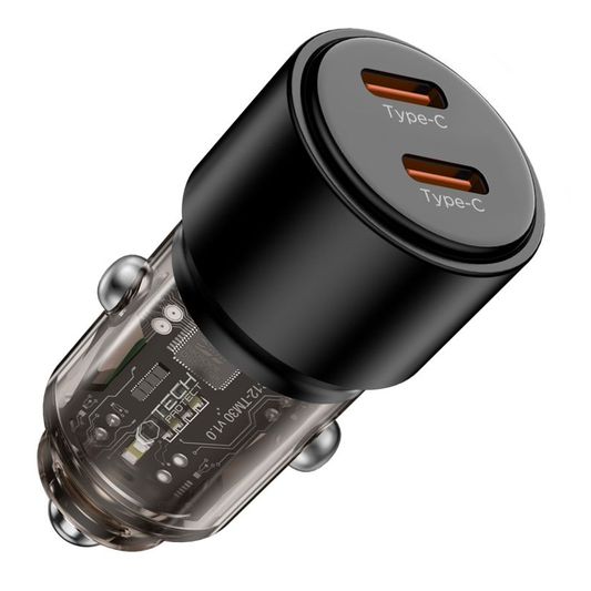 Tech-Protect CC03 autolaturi, 100W, 3,25A, 2 x USB-C, musta