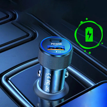 Auto Techsuit C2 VoltDuo -laturi, 30W, 3A, 1 x USB-A - 1 x USB-C, Musta
