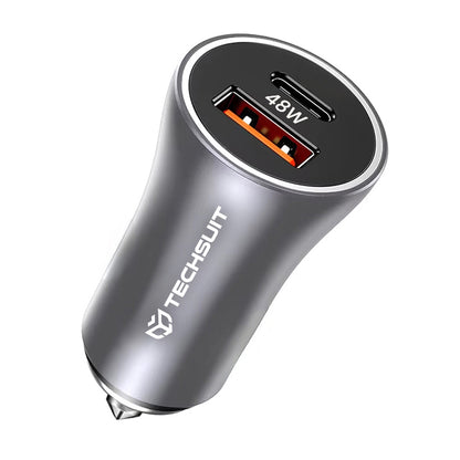 Auto Techsuit C3 RescueVolt -laturi, 48W, 3A, 1 x USB-A - 1 x USB-C, Harmaa