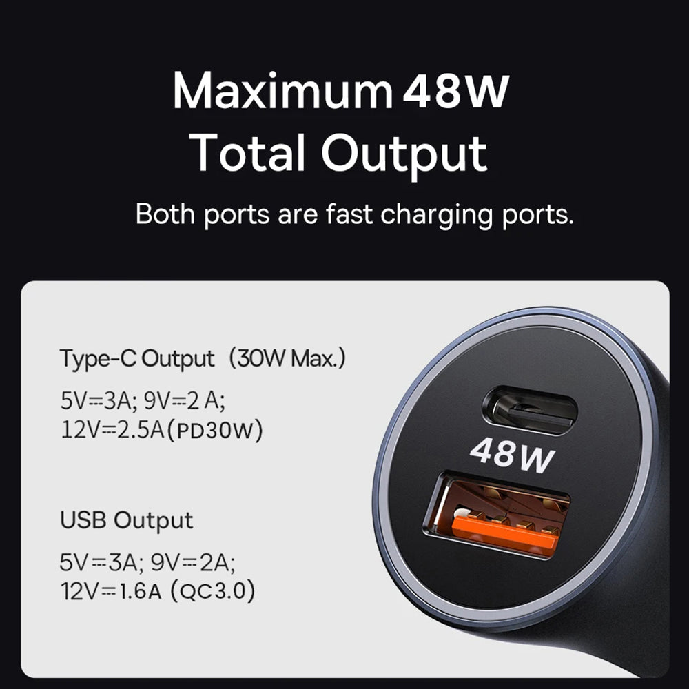 Auto Techsuit C3 RescueVolt -laturi, 48W, 3A, 1 x USB-A - 1 x USB-C, Harmaa