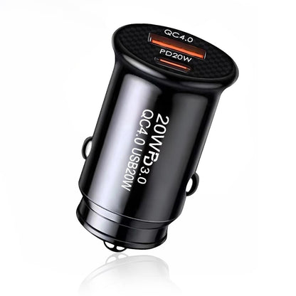 Autolaturi Techsuit C4 MiniFuseX, 20W, 3A, 1 x USB-A - 1 x USB-C, Musta