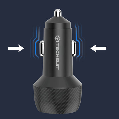 Auto Techsuit C7 CarbonVolt -laturi, 48W, 3A, 1 x USB-A - 1 x USB-C, Musta