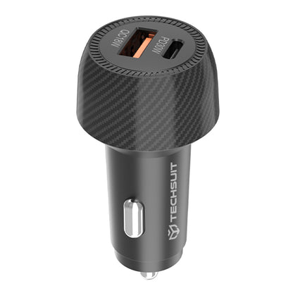 Auto Techsuit C7 CarbonVolt -laturi, 48W, 3A, 1 x USB-A - 1 x USB-C, Musta